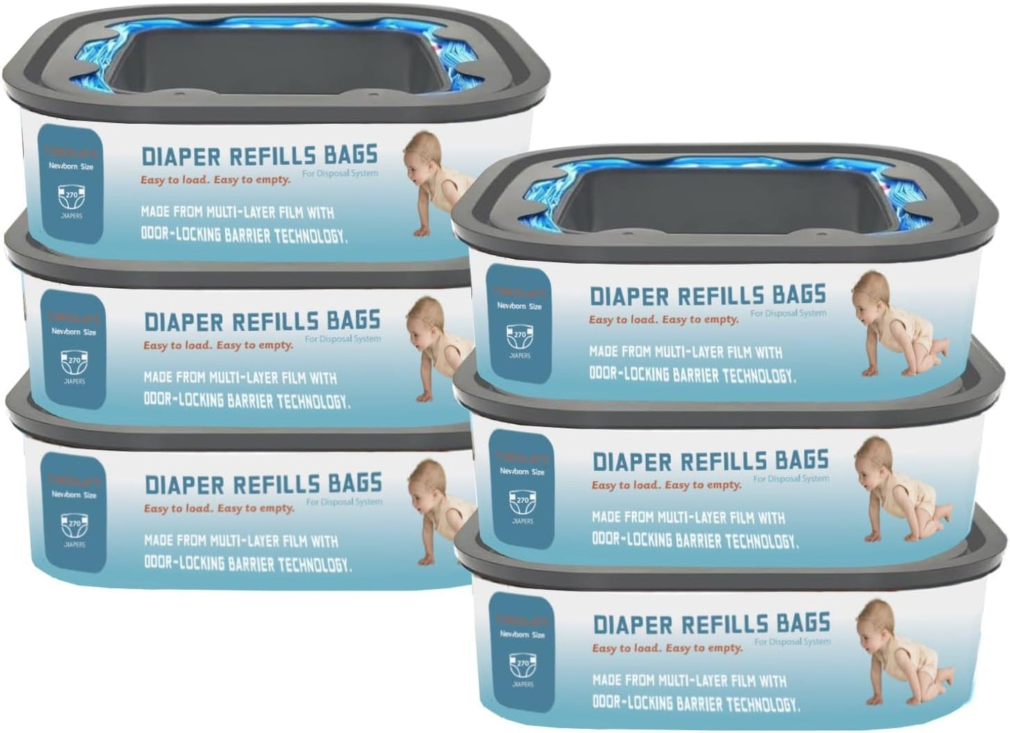 Standard Square Refills Disposal Bags for Genie Diaper Pails