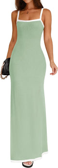 ZESICA Women's Summer Spaghetti Straps Maxi Dress - Slim Beach Style