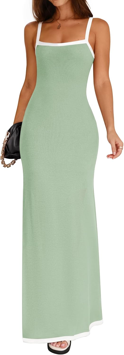 ZESICA Women's Summer Spaghetti Straps Maxi Dress for Beach