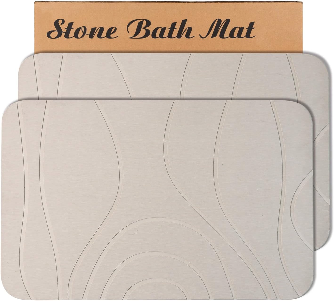 Stone Bath Mat 2 Pack Diatomaceous Earth Quick Drying Non-Slip
