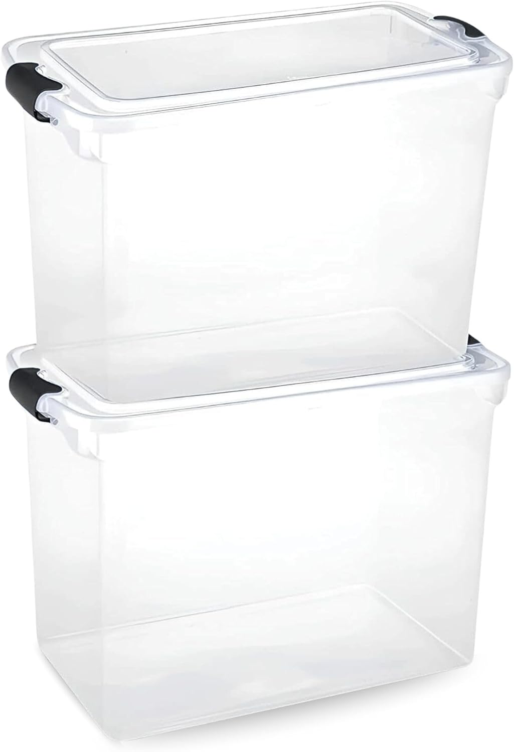 Large Clear Plastic Storage Bins with Latching Lid for Organization