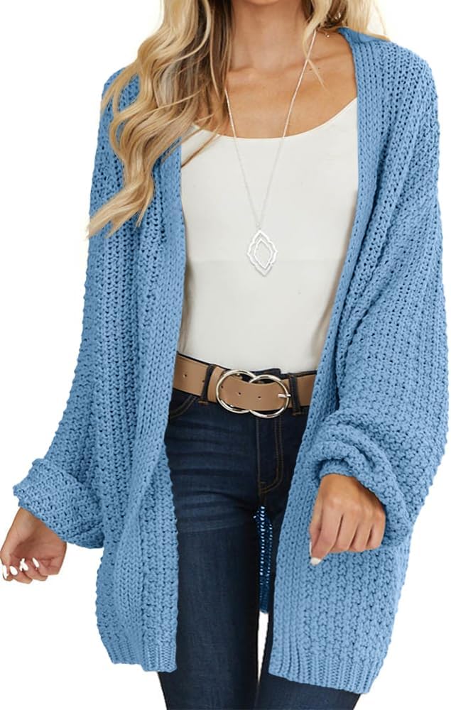 Maroway Womens Cardigan Open Front Chunky Knit Sweater Outwear