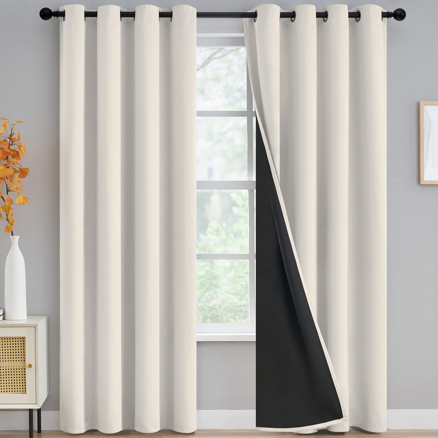 Yakamok 100% Blackout Curtains for Bedroom, 96 Inch Length