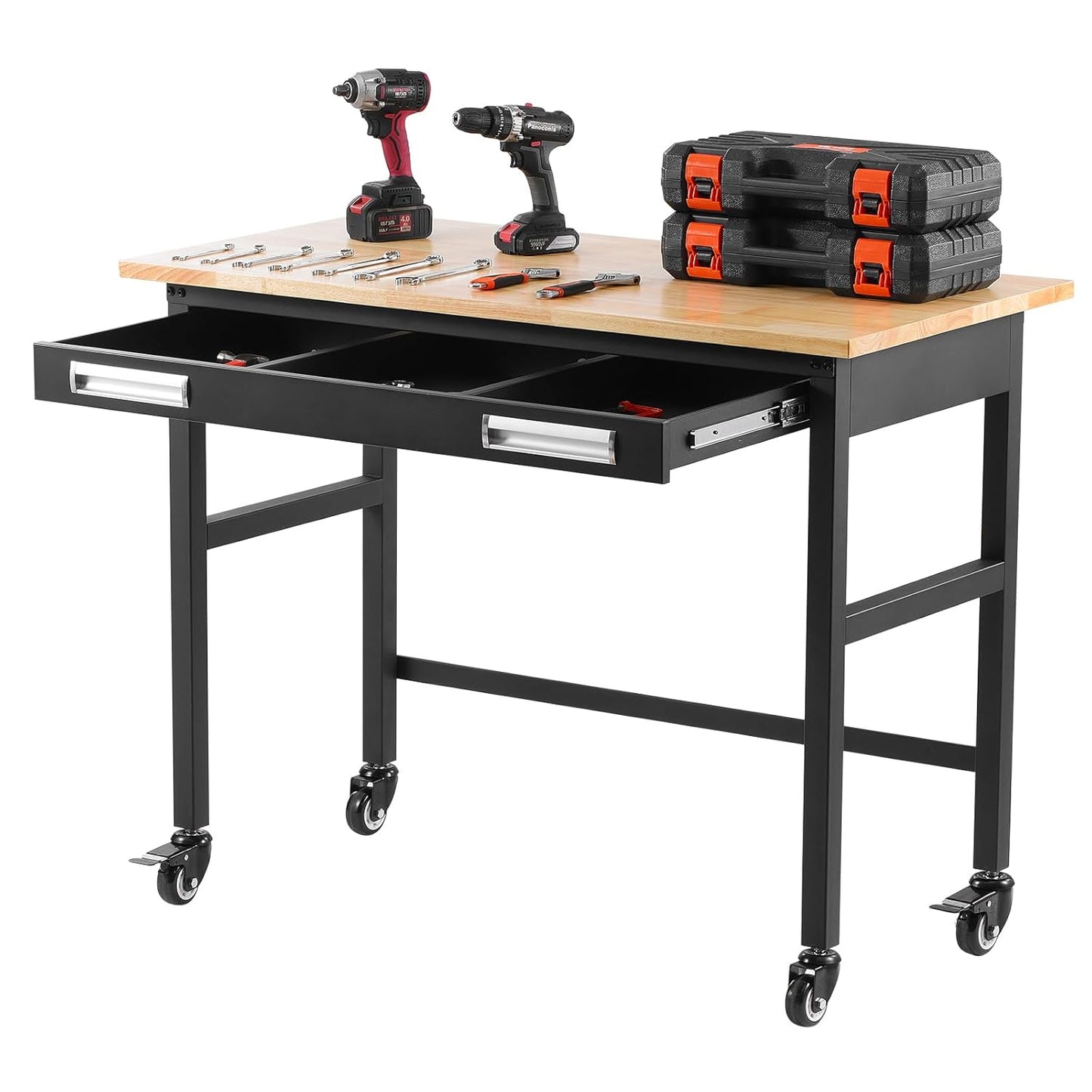 VEVOR 48-inch Garage Workbench with Drawer Storage and Wheels