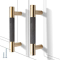 3 Inch Knurled Cabinet Handles in Gold and Grey Oxidation Finish