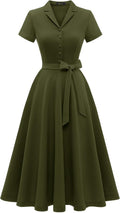 Women's Vintage Tea Dress Short Sleeve - Retro Tea Cocktail Dress