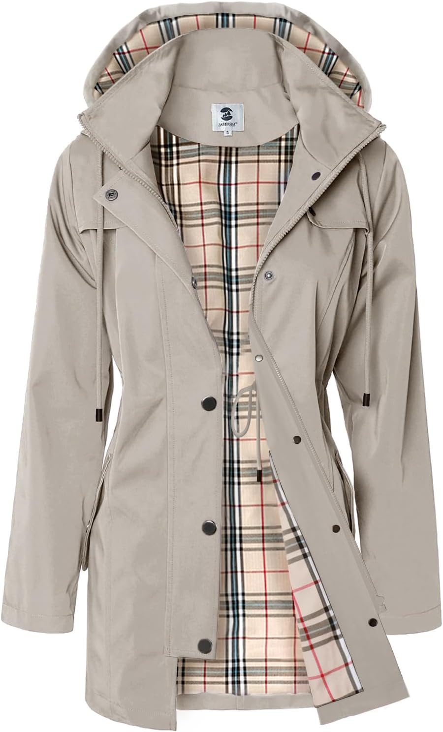 SaphiRose Women's Long Hooded Rain Jacket for Outdoor Activities