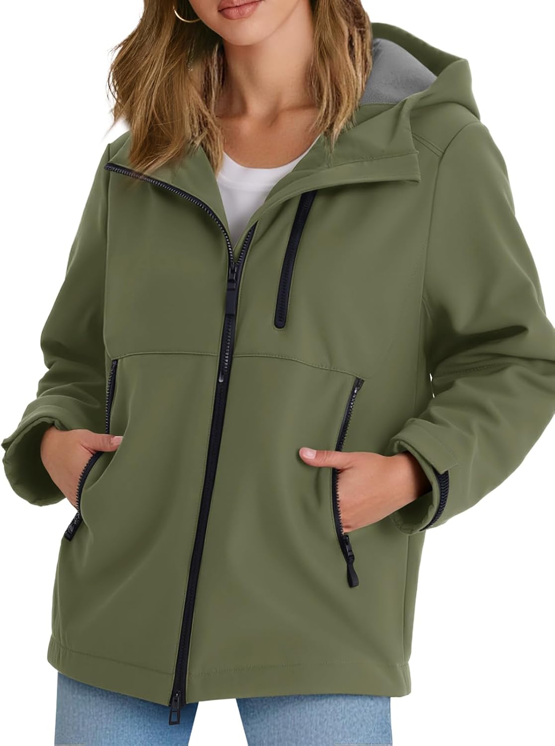 Yousify Womens Fleece Lined Rain Jacket for Fall and Winter