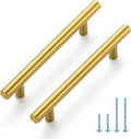JOY DECOR 6 in Cabinet Pulls 96mm Hole Centers - Brushed Brass T-Shape