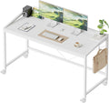 Rolling Computer Desk with Wheels 48 in White Wood-Laminate - Mobile