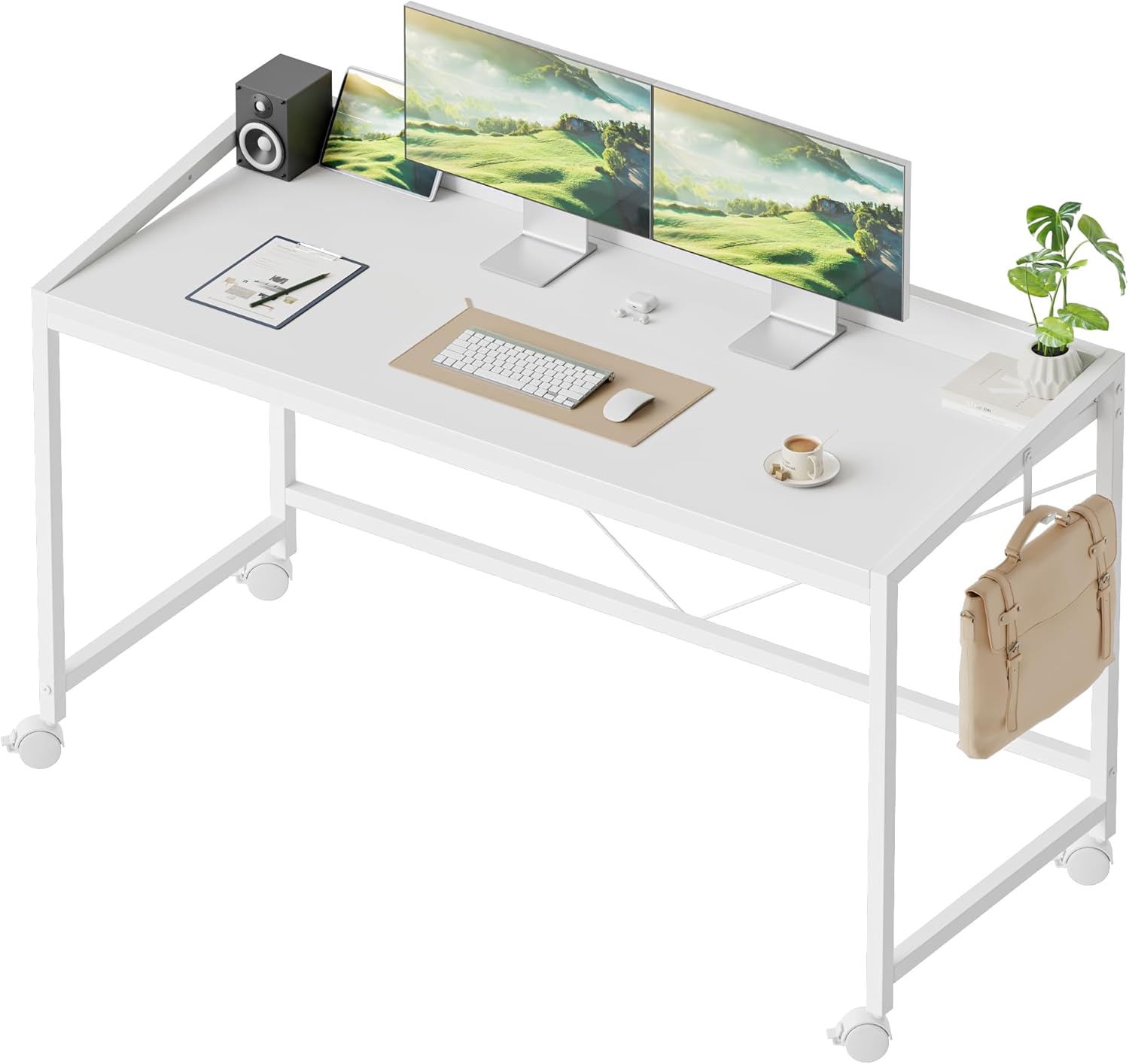 Mericonia Rolling Computer Desk with Wheels for Small Spaces