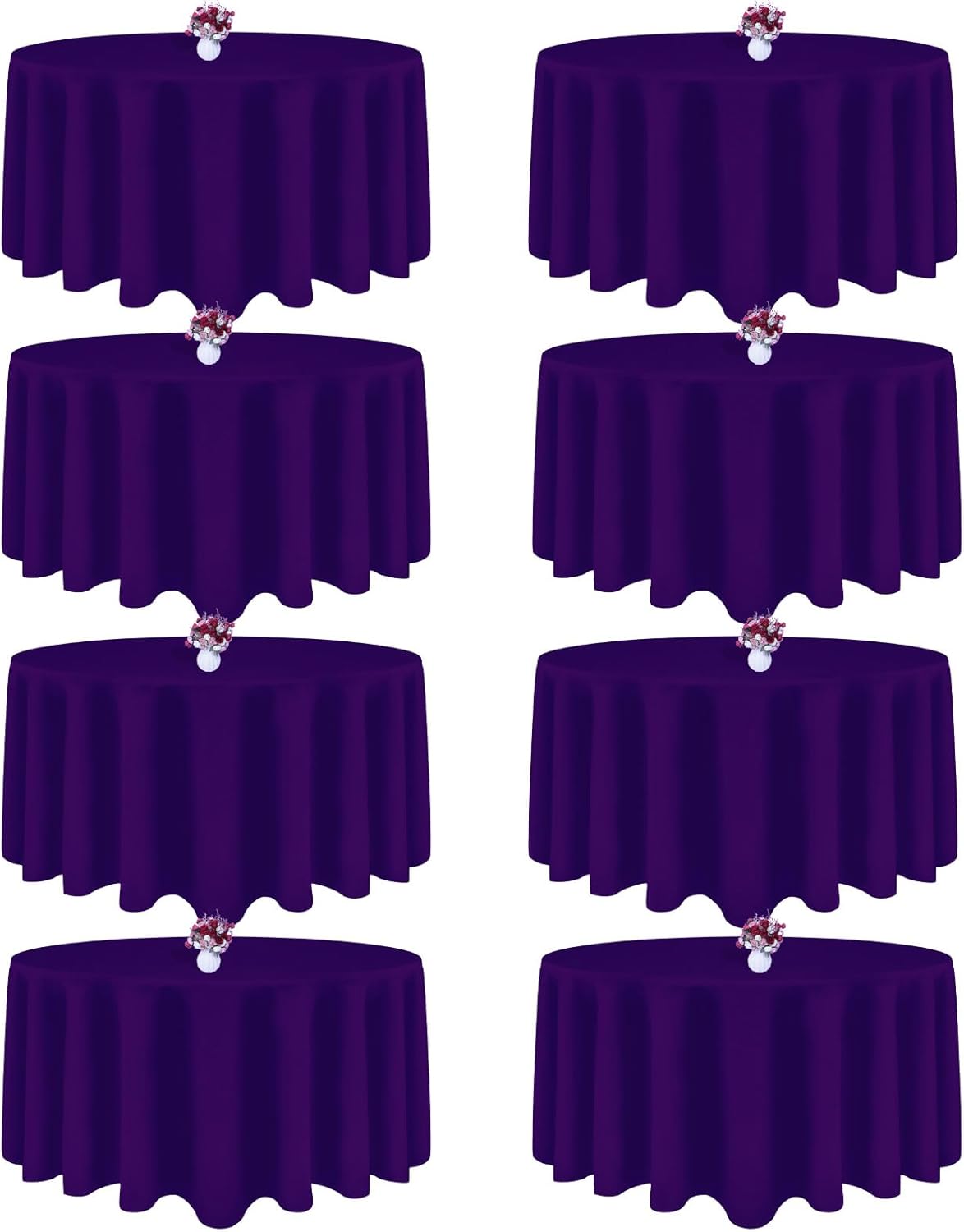 90 Inch Purple Round Tablecloths for Weddings and Parties