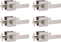 Interior Door Handle Satin Nickel Levers Set (6 Pack) - Keyless