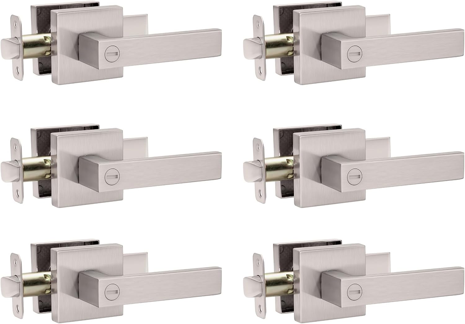 Keyless Satin Nickel Door Handle Set for Privacy and Style