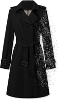 Women's Double Breasted Waterproof Trench Coat with Belt - MidLong