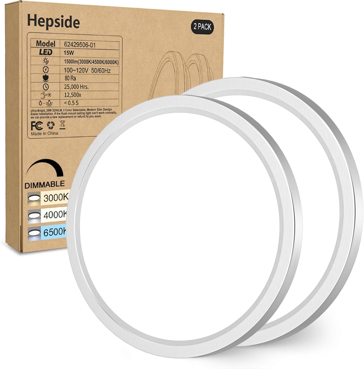 Hepside Dimmable Flush Mount Ceiling Light Fixture for Home