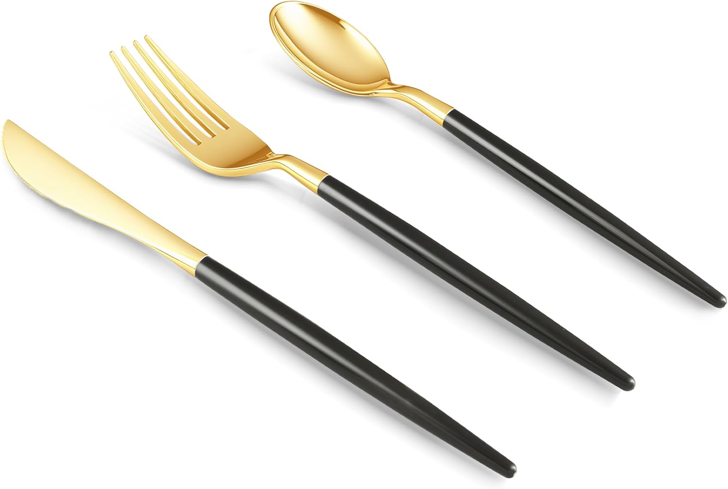 150 PCS Black Gold Plastic Utensils for Elegant Events