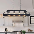 WUZUPS 4-Light Metal Pot Hanging Rack Chandelier - Rustic Farmhouse