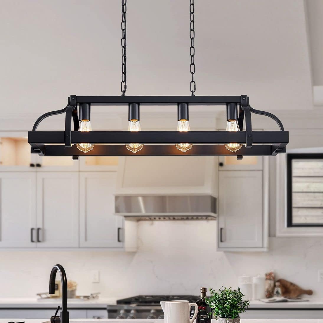 WUZUPS 4-Light Metal Pot Hanging Rack Chandelier for Rustic Homes
