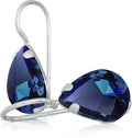 925 Sterling Silver Teardrop Sapphire Dangle Earrings - Dainty