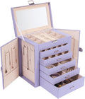 BOOVO Jewelry Box For Women 6-Layer Large Organizer with Mirror