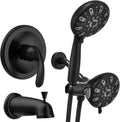 WRISIN Black Shower Faucet Set with Tub Spout for Modern Bathrooms