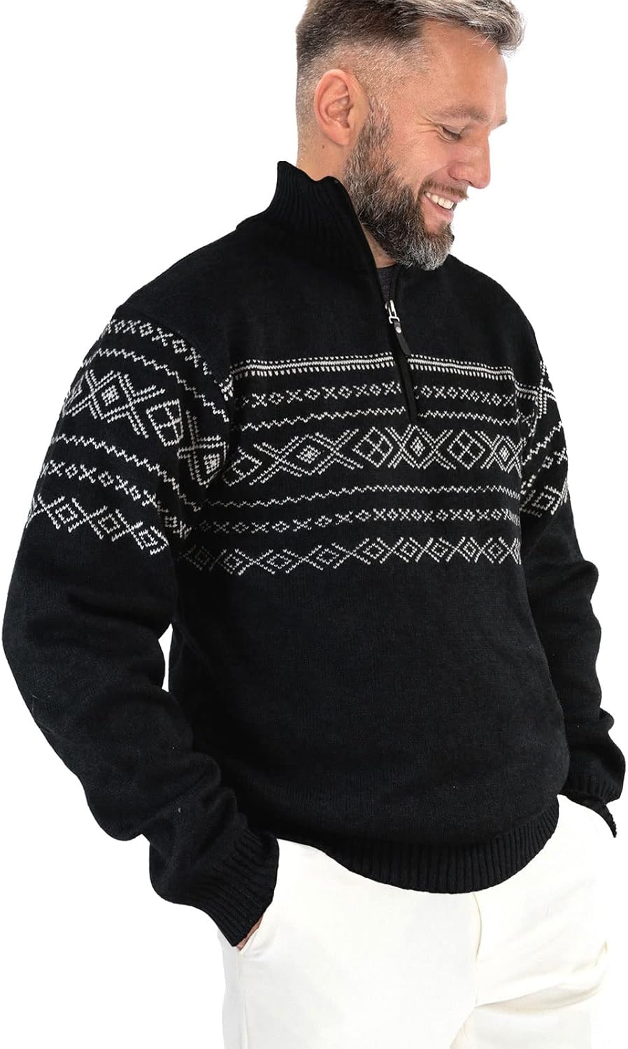 Quarter Zip Black Fleece Sweaters for Men - Soft and Warm