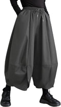 ellazhu Women's Puffy Drawstring Elastic Waist Hakama Harem Pants
