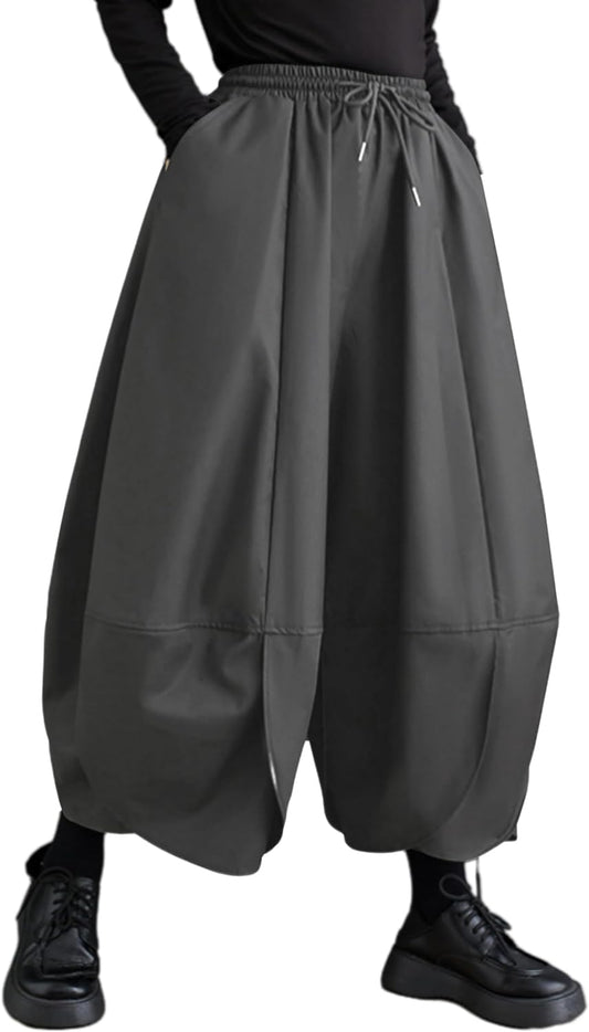 Ellazhu Women's Puffy Drawstring Elastic Waist Harem Pants