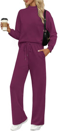 Two Piece Sets for Women Mock Neck Lounge Set - Lightweight Fall