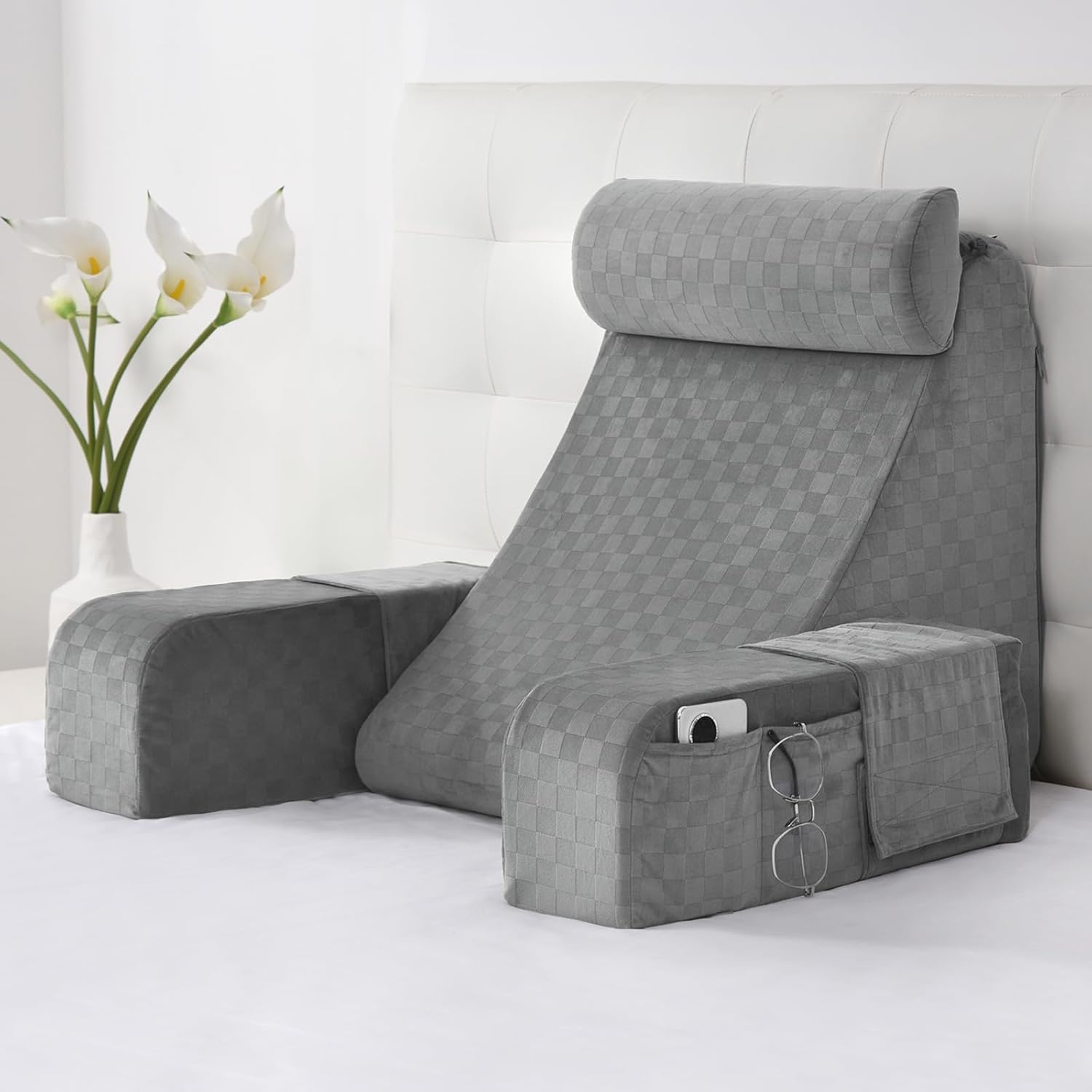 Vekkia Reading Pillow with Adjustable Arms for Comfort & Support