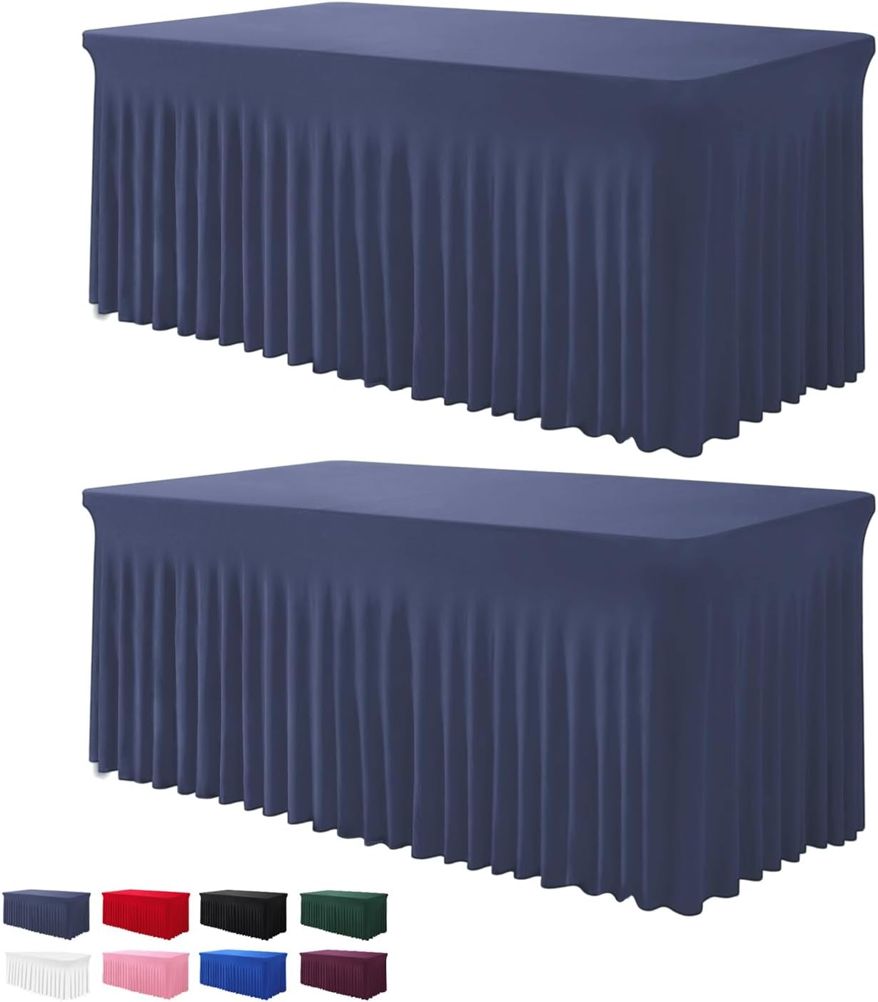 Elegant 8ft Table Skirts for Rectangle Tables - Navy Blue