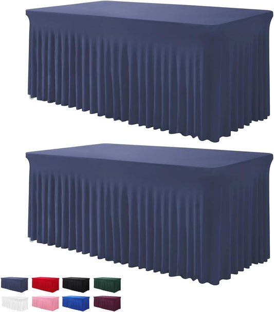 Elegant 8ft Table Skirts for Rectangle Tables - Navy Blue
