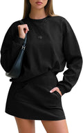 EXLURA Women 2 Piece Cotton Tracksuit Skort Set - Comfortable