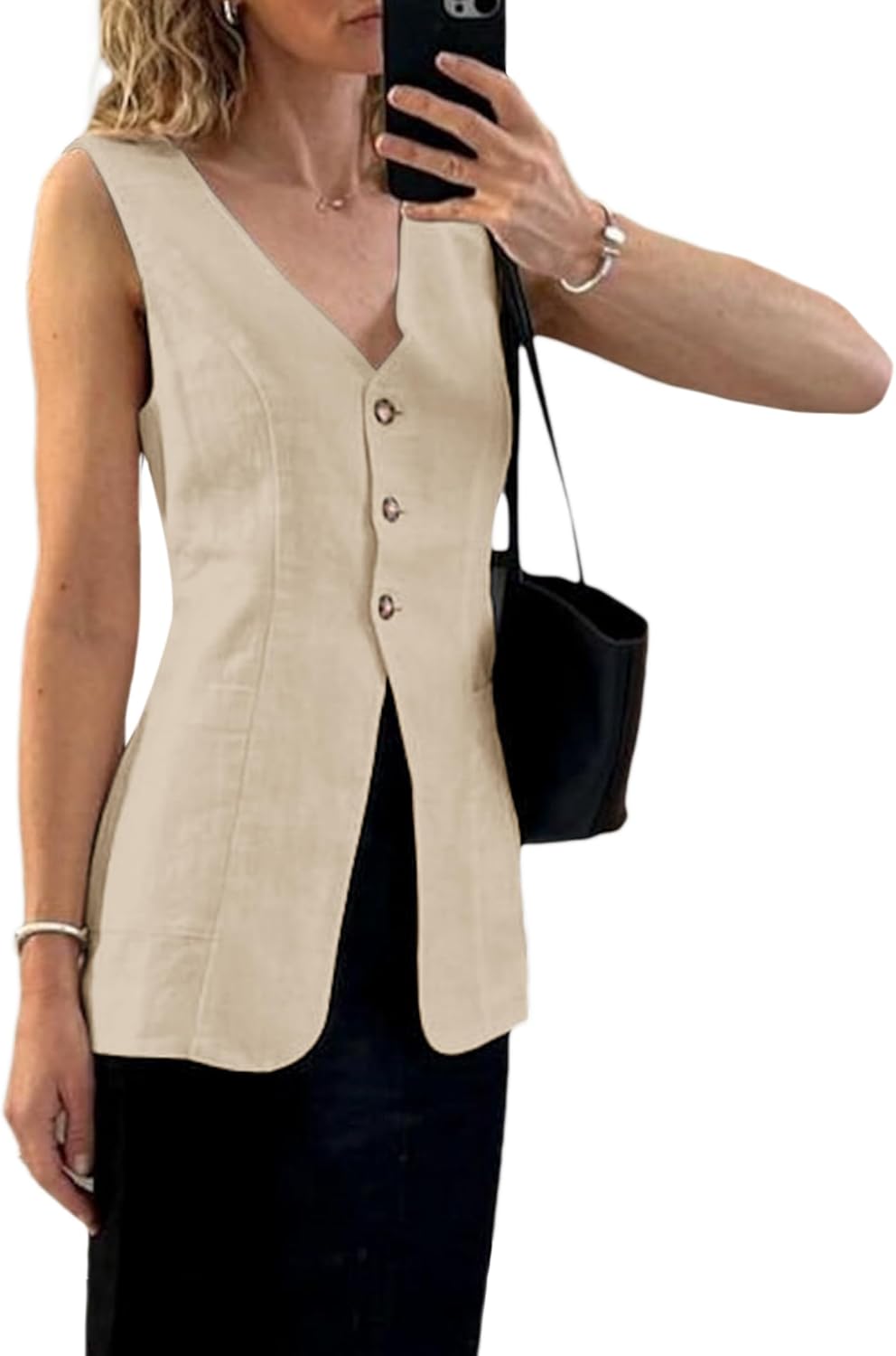 2025 Summer Women's Linen Vest Tops Lightweight Breathable Fashion
