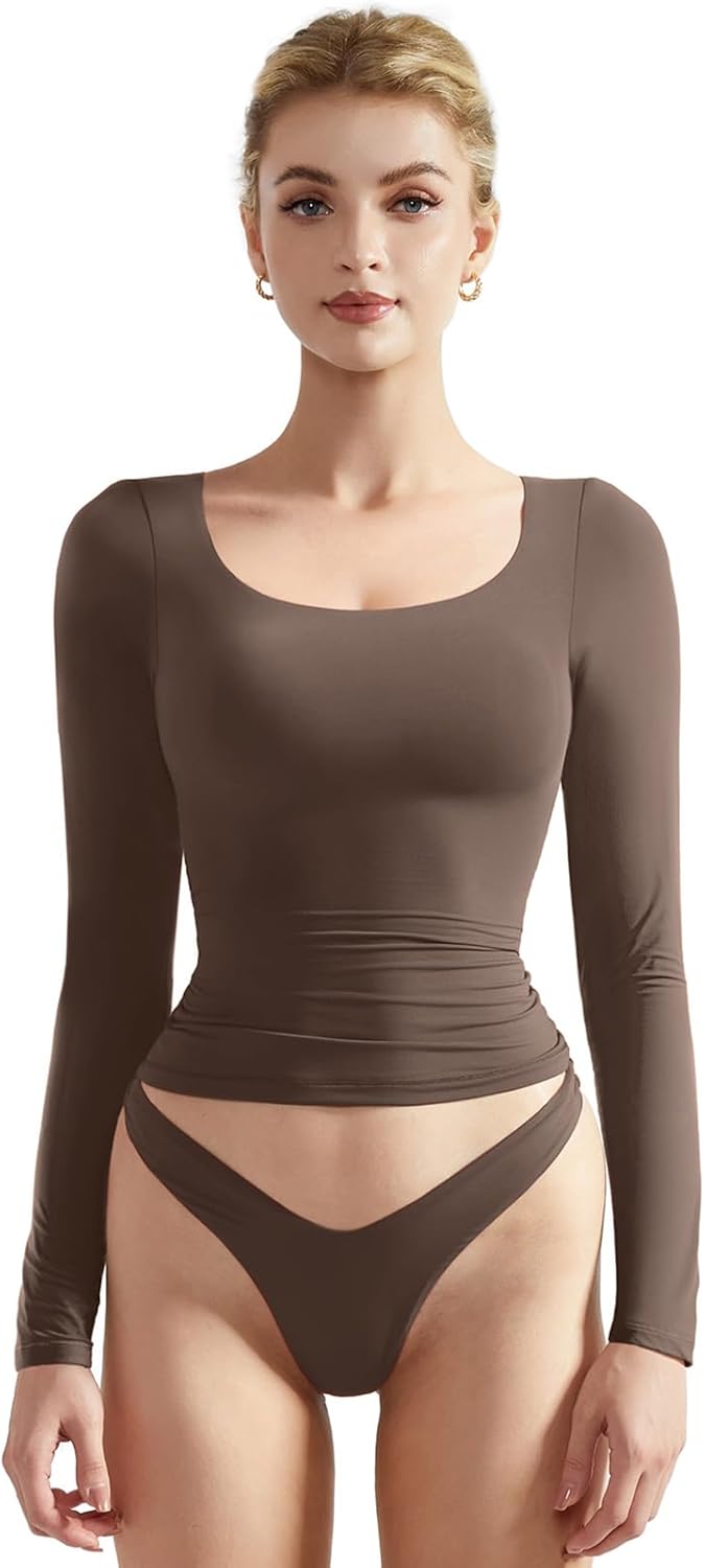 SUUKSESS Women Double Lined Fitted Basic T Shirts for Style