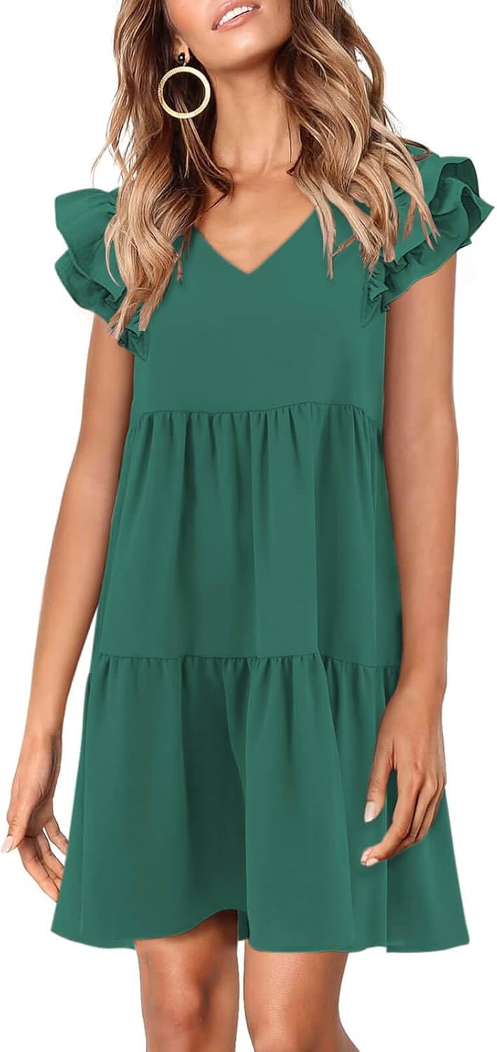 Zwurew Summer Babydoll Dresses for Women 2025 Cute Ruffle