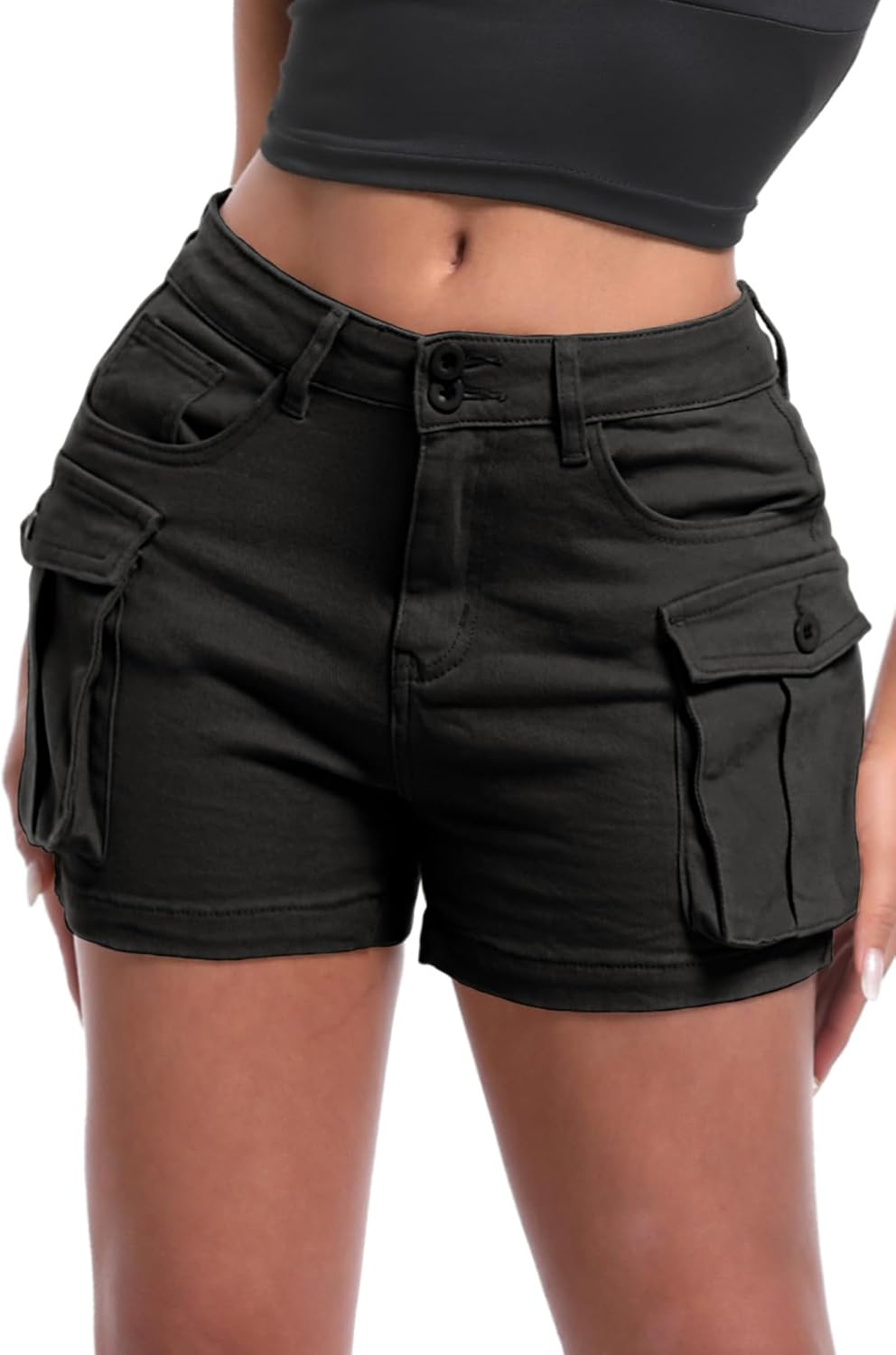 ELLEVEN Women's High-Stretch Cargo Shorts for Y2K Style