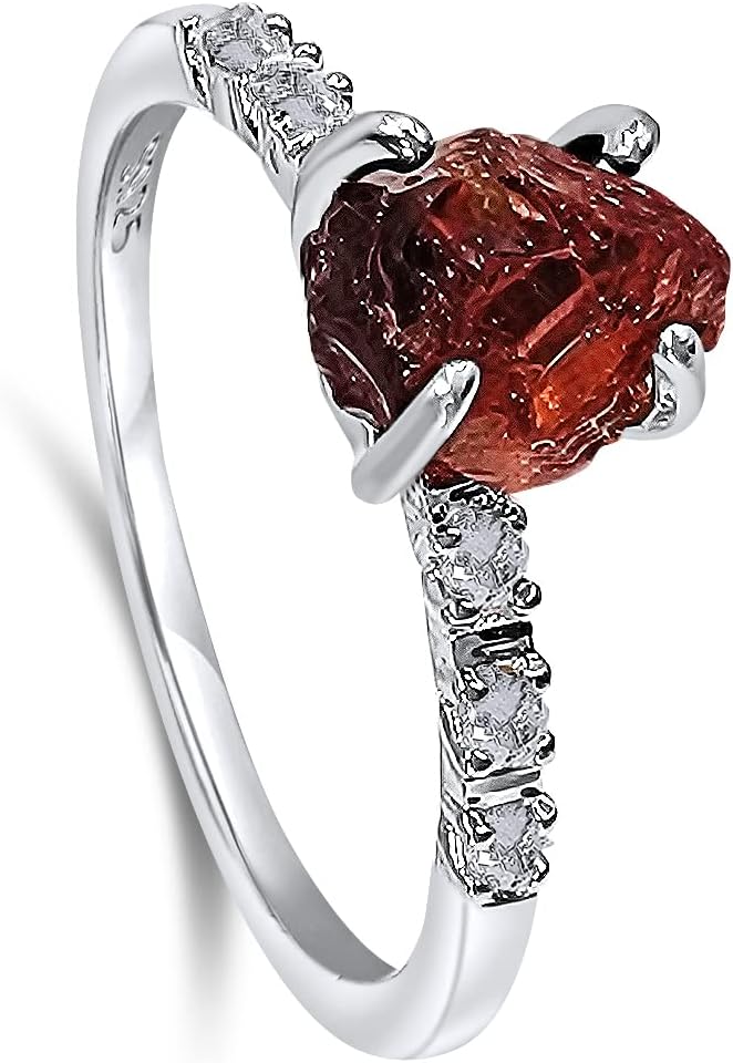 Real Raw Crystal Dainty Ring in White Gold for Birthstone Gifts