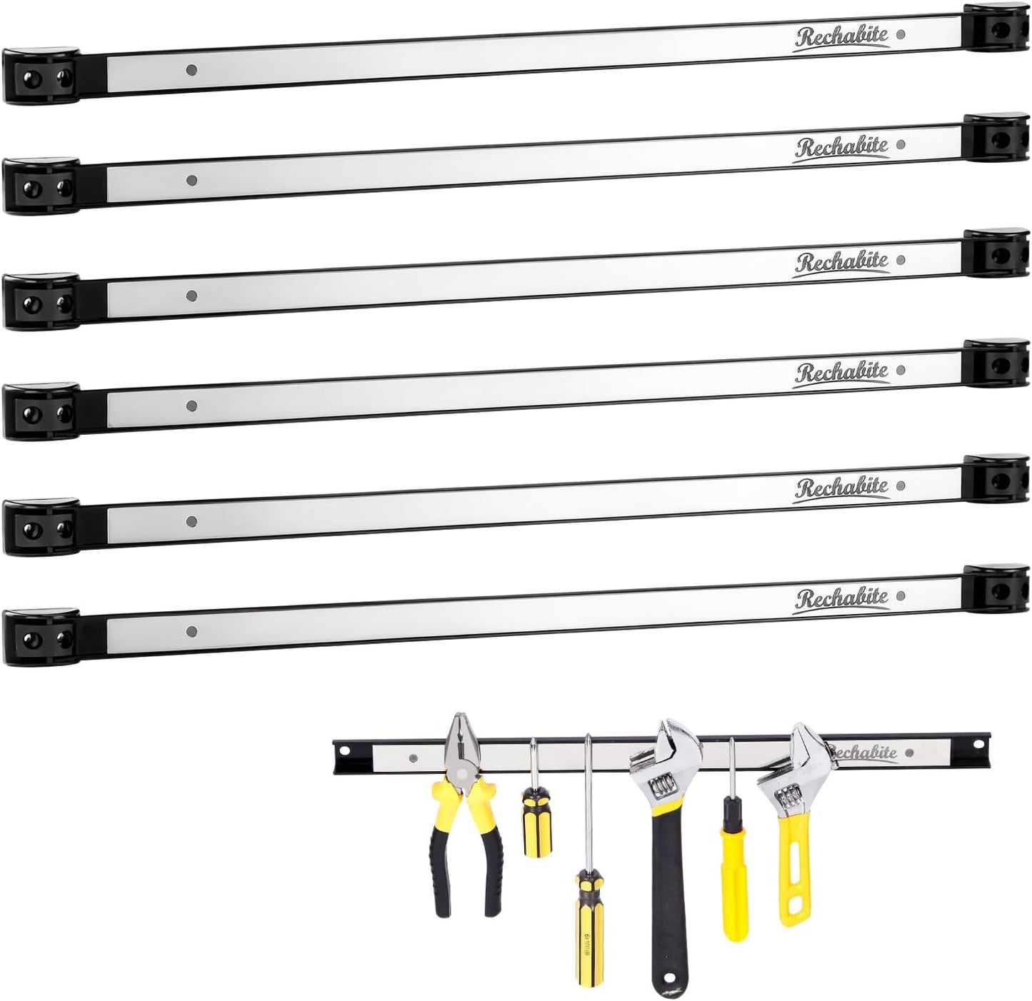 24in Magnetic Tool Holder Strip Set for Garage Organization