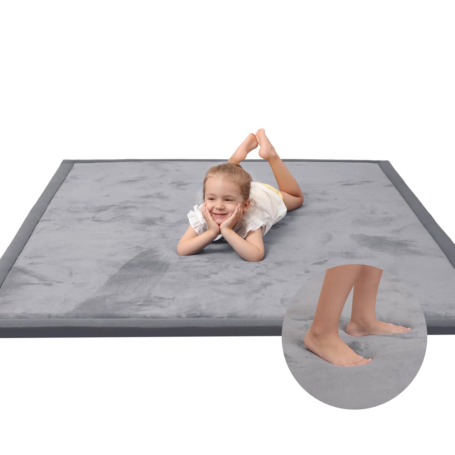 Baby Play Mat for Floor - Soft Coral Velvet Tummy Time Rug