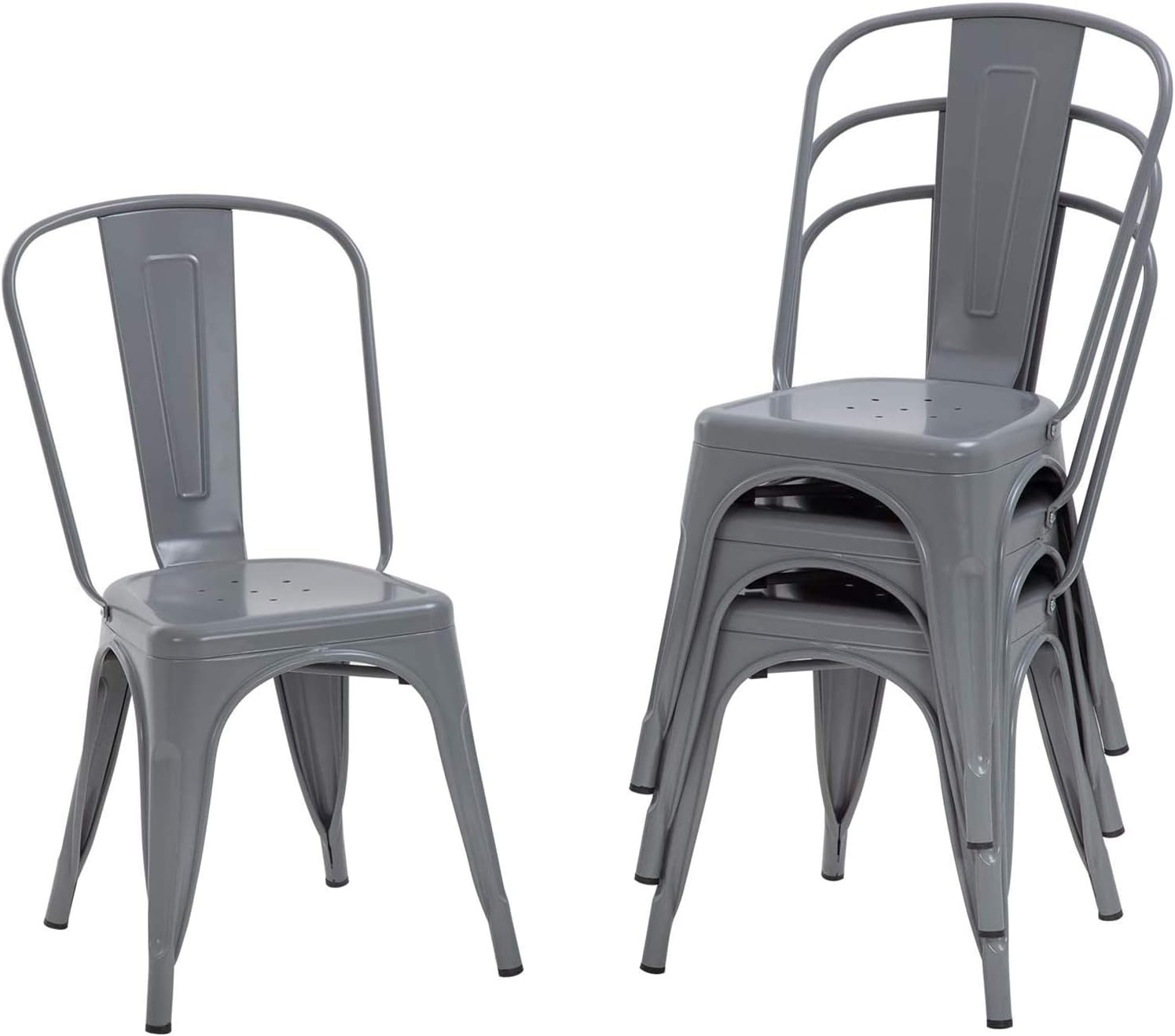 FDW Dining Chairs Set of 4 - Stackable Metal Chairs for Home