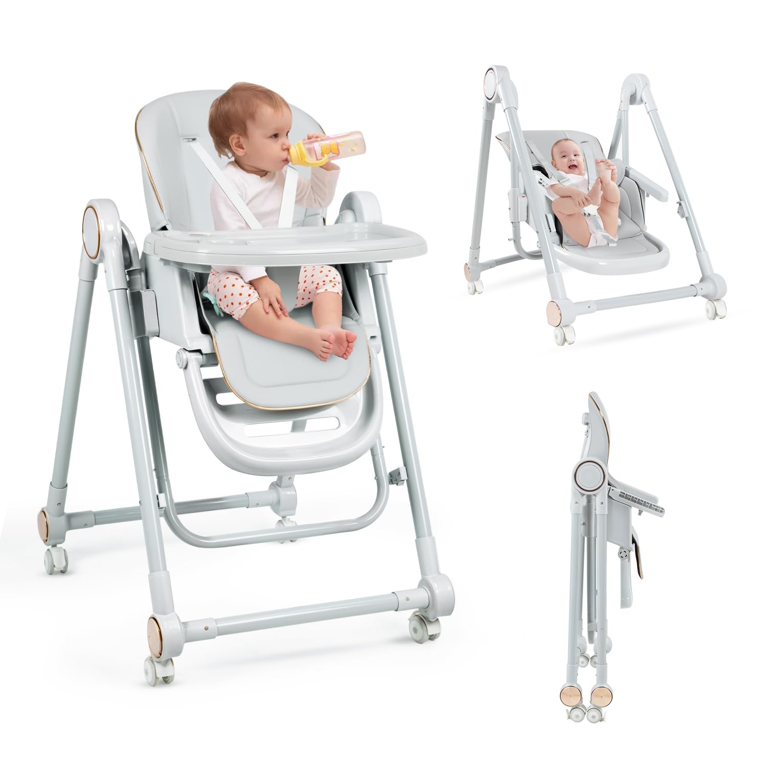 Adjustable High Chair for Babies with Portable Baby Swing Feature