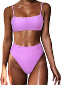 MOSHENGQI Women High Waisted Bikini Set - Flattering High Cut Style