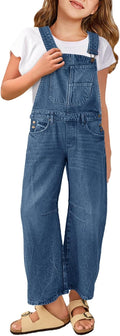 Girls Denim Overalls Sleeveless Wide Leg Jumpsuit - Comfortable Fit