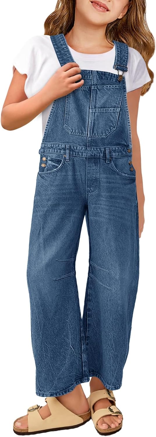 Haloumoning Girls Denim Overalls for Stylish Everyday Wear