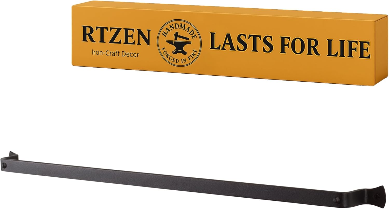 RTZEN Farmhouse Bathroom Towel Holder - Stylish Wrought Iron Bar
