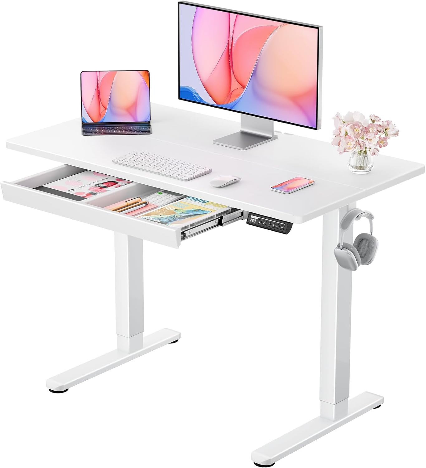 ErGear Electric Standing Desk: Height Adjustable with Drawers