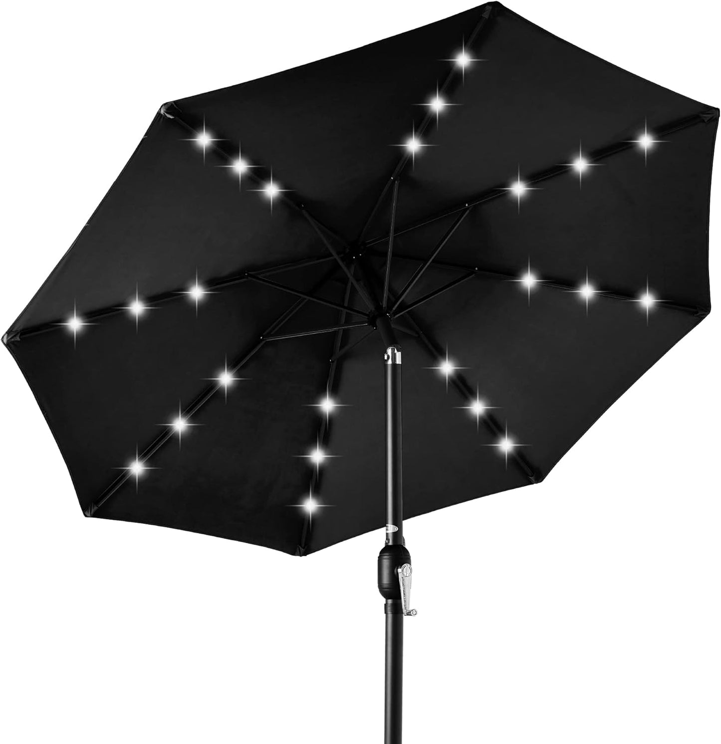 10ft Solar LED Lighted Patio Umbrella with Tilt Adjustment