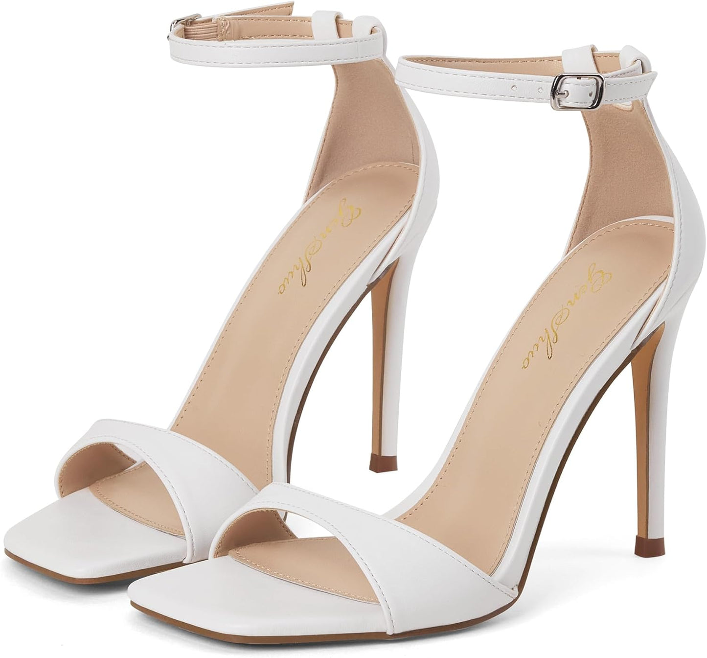 GENSHUO High Heeled Sandals with Square Open Toe for Women